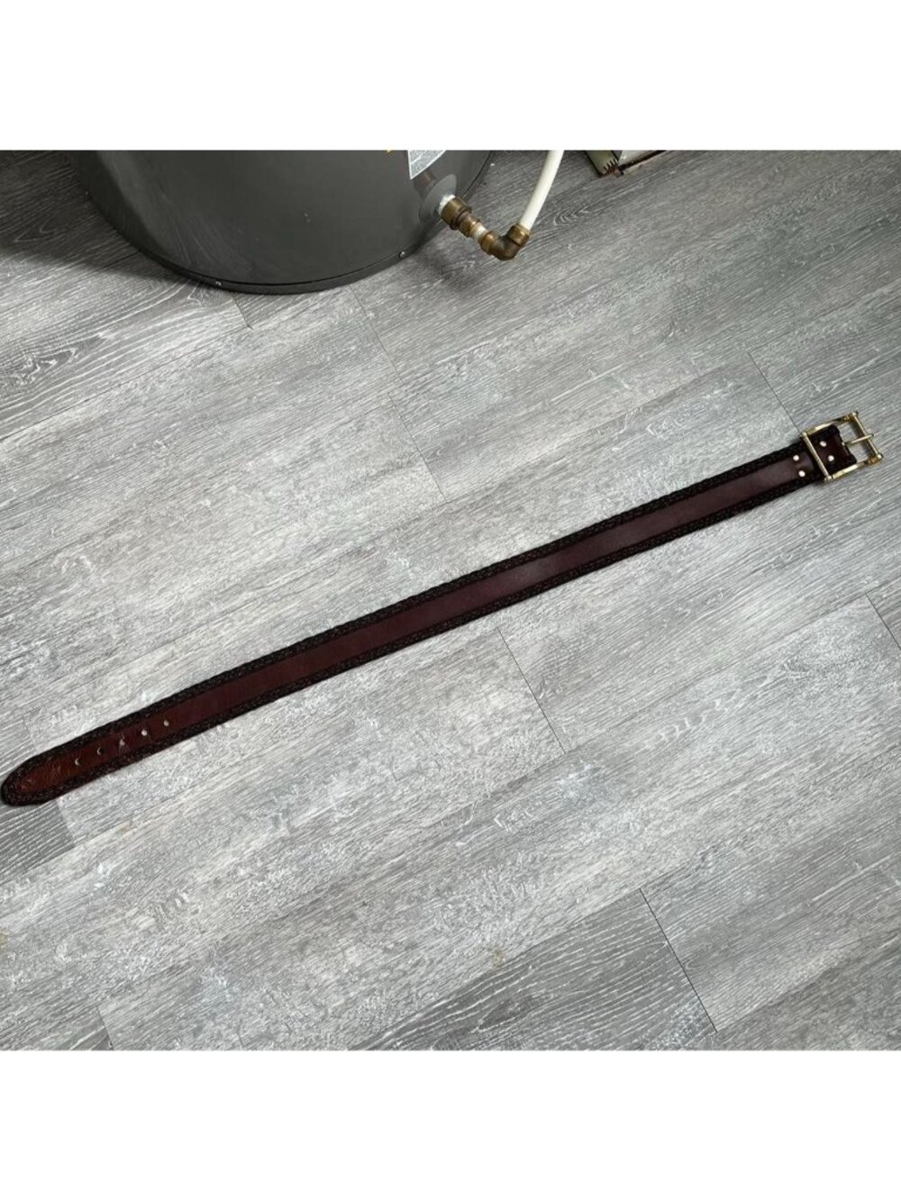 Brown / Gold Toned Vintage Leather Belt W Cool Details / Accents and Buckle